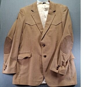 Vintage Winston Hill Corduroy Blazer Sport Jacket Mens Size 44L Leather Elbows